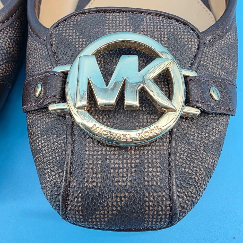Michael Michael Kors Fulton Moc Brown Signature Logo‎ Flats 9.5M ME18L